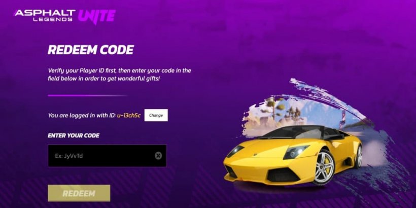 asphalt legends unite code redemption page