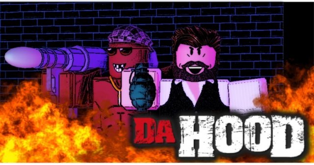 Affiche de DA Hood avec deux criminels debout côte à côte, l'un tenant un bazooka