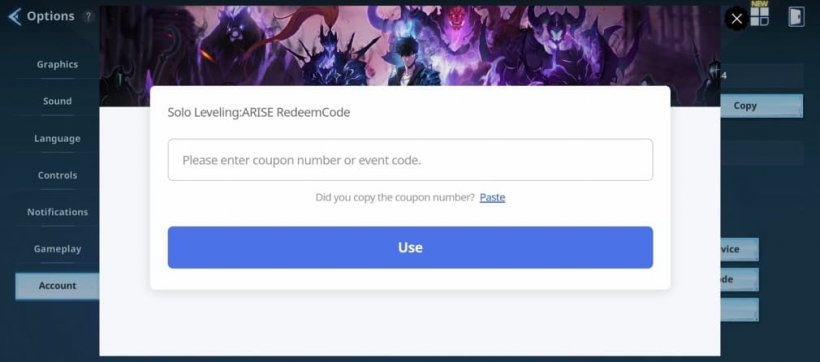solo levelling arise code