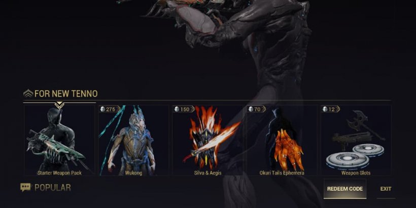 Écran du Marché de Warframe.