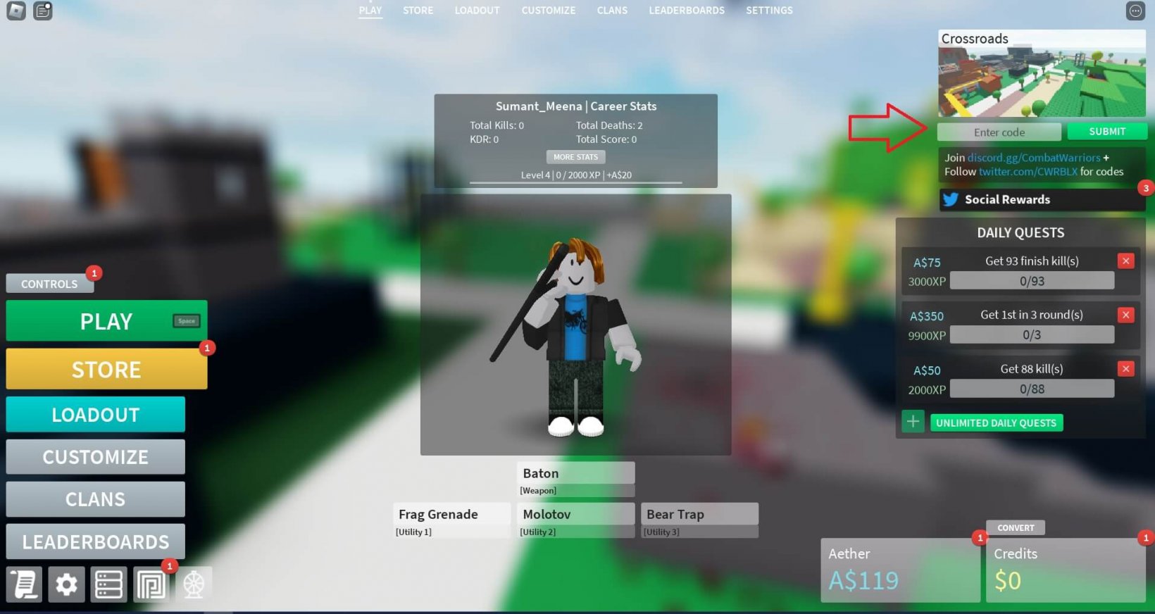 Comment échanger des codes pour Combat Warriors