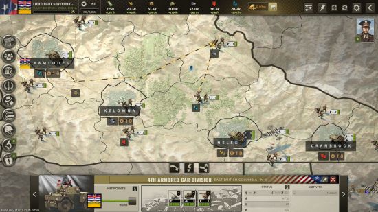 best-games-like-clash-of-clans-call-of-war Meilleurs jeux similaires à Clash of Clans : Call of War : World War 2. L'image montre une carte de l'Europe avec diverses forces en mouvement.