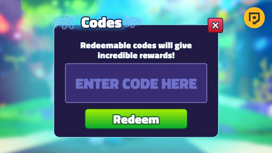 codes de Spongebob Tower Defense écran de redemption des codes de Spongebob Tower Defense