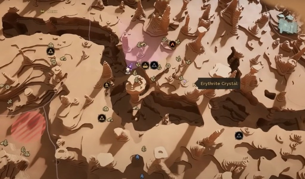 Emplacement des cristaux d'érythrite dans Dune Awakening