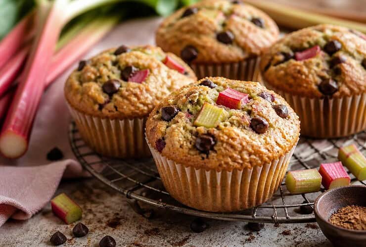 muffins a la rhubarbe quatre epices et pepites de chocolat