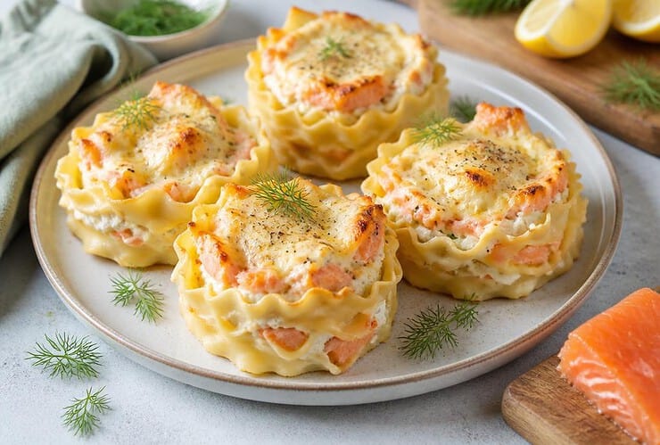 nids de lasagnes au saumon et ricotta