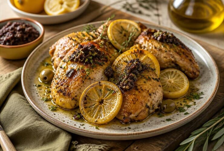 poulet au citron confit et tapenade fid
