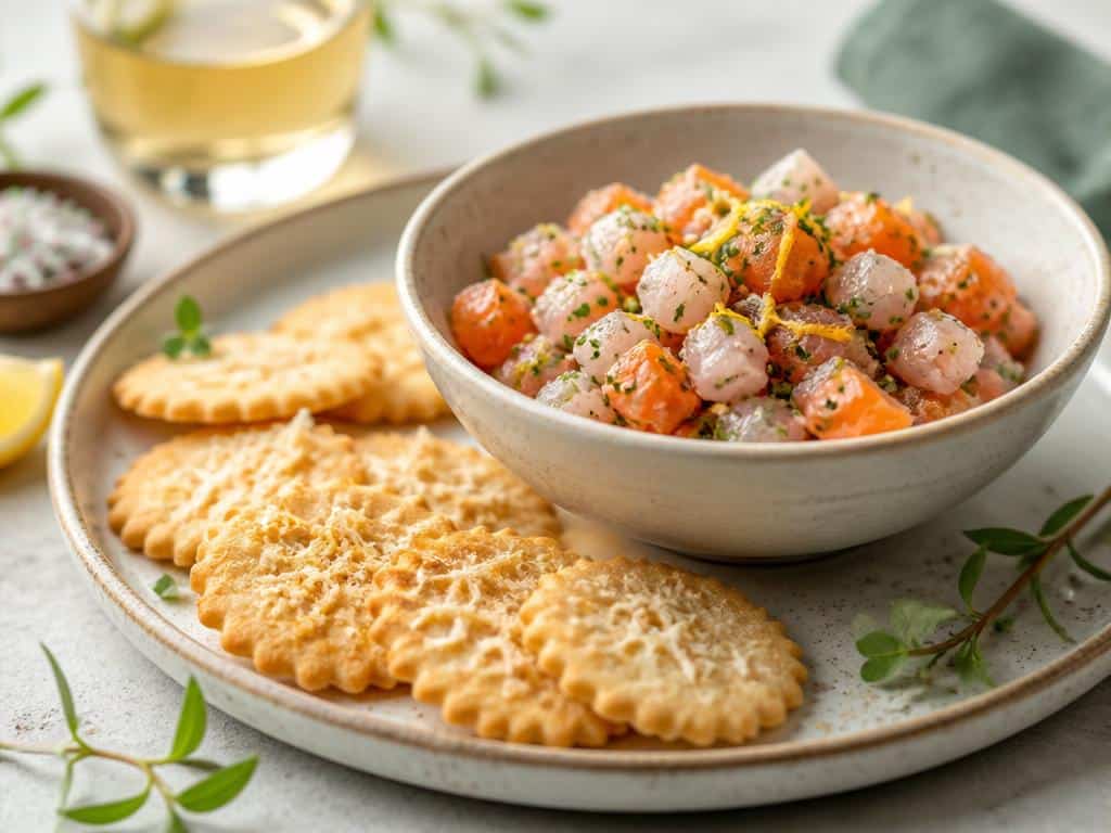 sables au parmesan tartare de poissons