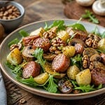 salade impro saucisses patates champignons miel noix etc