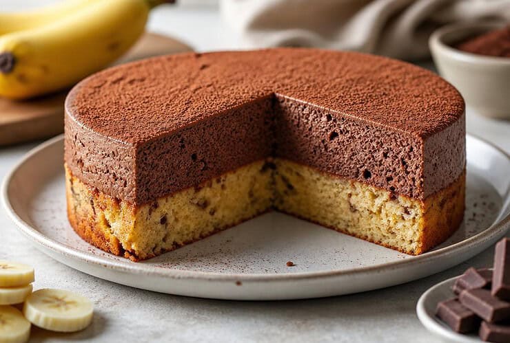 gateau mousseux au chocolat et fondant a la banane