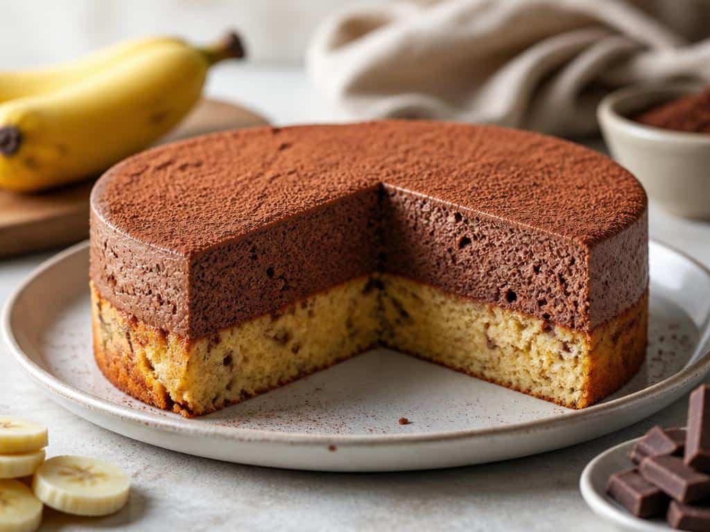 gateau mousseux au chocolat et fondant a la banane