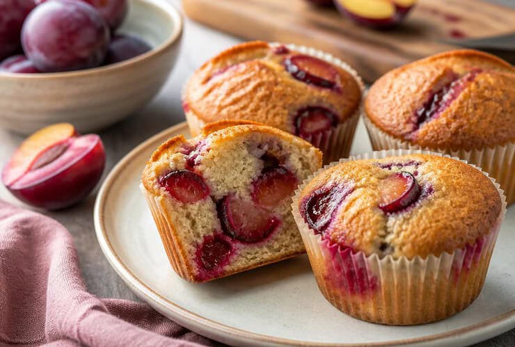 muffins moelleux aux prunes rouges