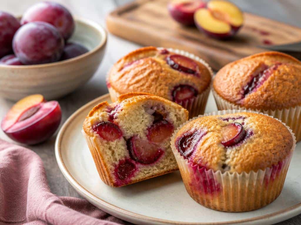 muffins moelleux aux prunes rouges