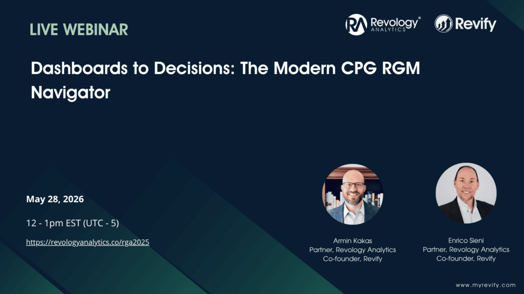 Modern CPG RGM dashboard by Revology Analytics for data-driven decisions.