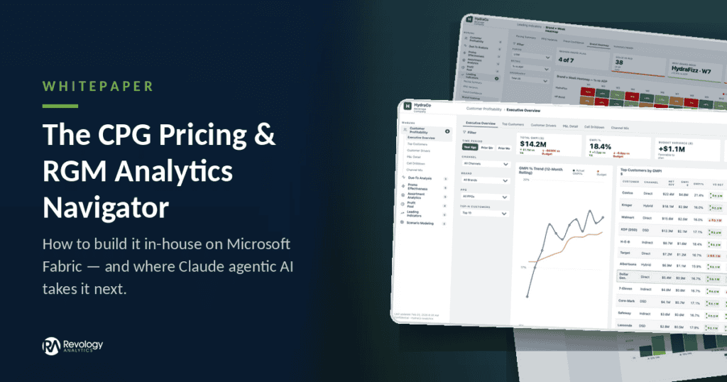 Screenshot of CPG Pricing & RGM Analytics Navigator dashboard interface.