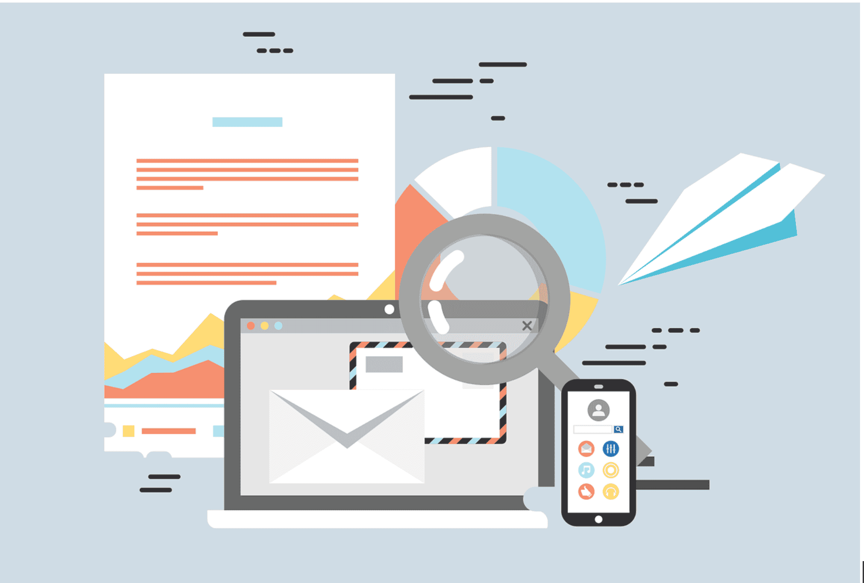 Data analysis and digital marketing tools for business growth.