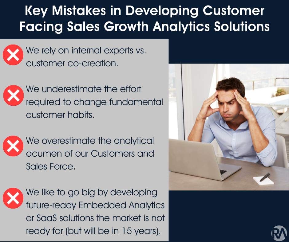 Frustrated man analyzing sales data and analytics on a laptop.