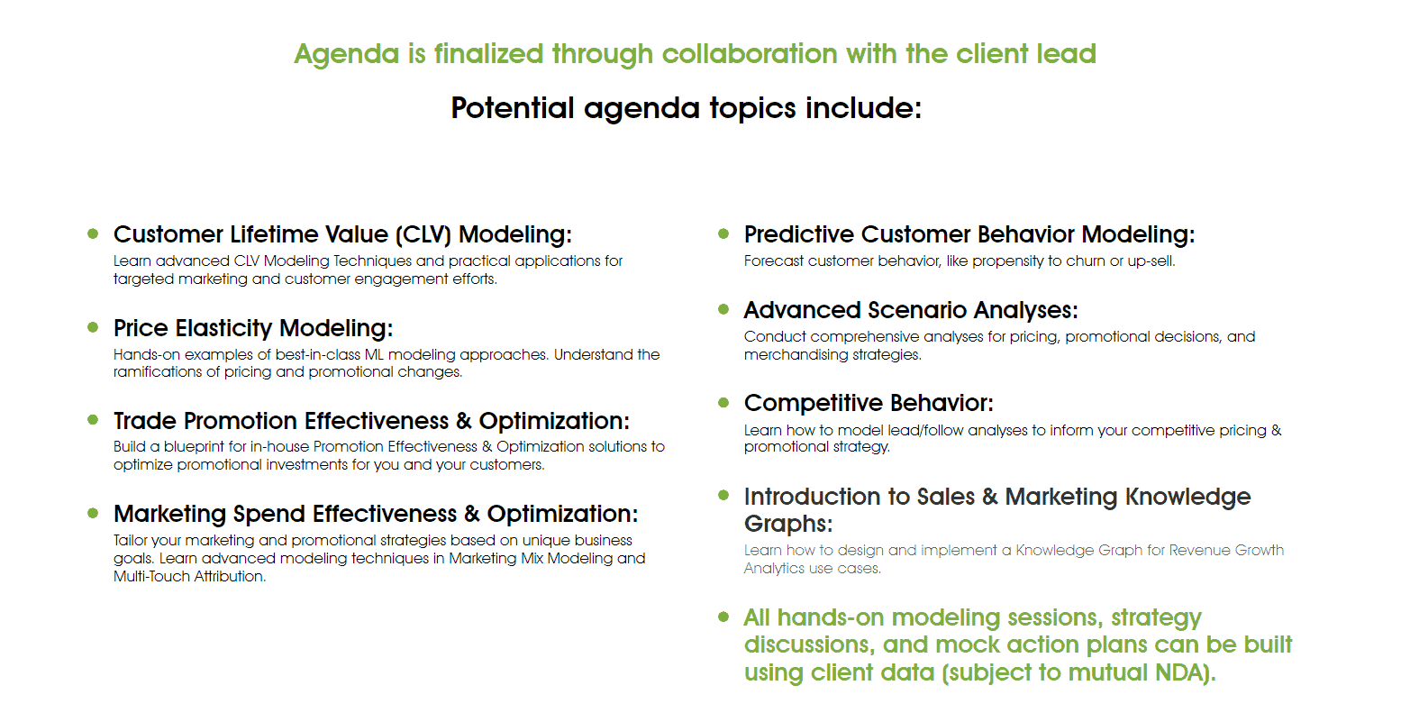Revology Analytics team collaborating on client agenda planning.