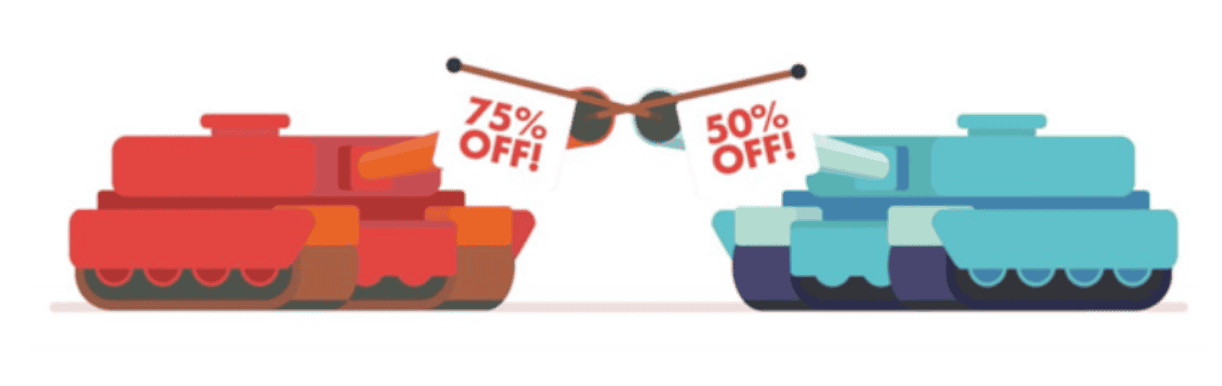 Two tanks with discount banners for sale at Revology Analytics.