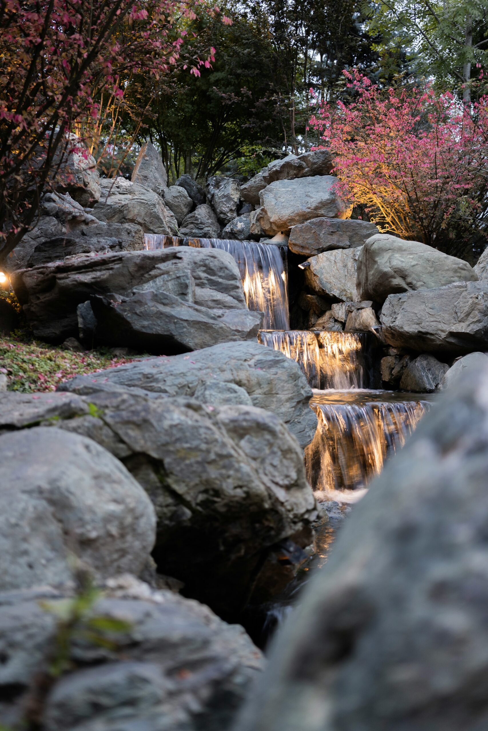 Beautiful Illumiated Waterfall
