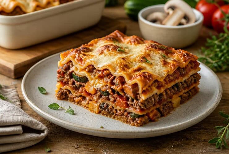 lasagnes au boeuf legumes et champignons