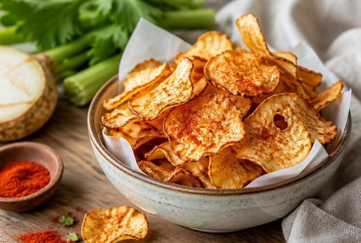 chips de celeri et au paprika