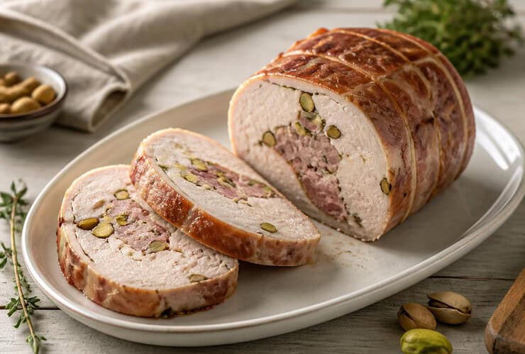 galantine de poulet a la poitrine de veau fume