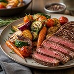 idee du week end entrecote aux legumes rotis