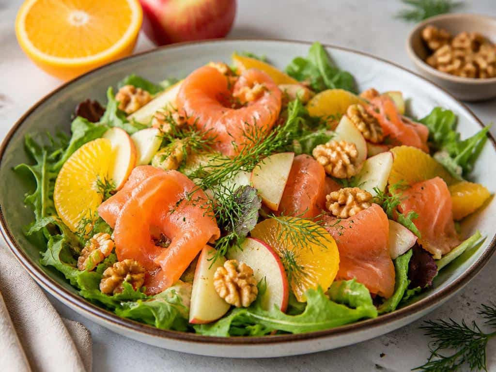 salade de saumon fume aux pommes et a l orange
