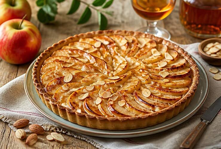 tarte aux pommes et amandes parfume au calvados
