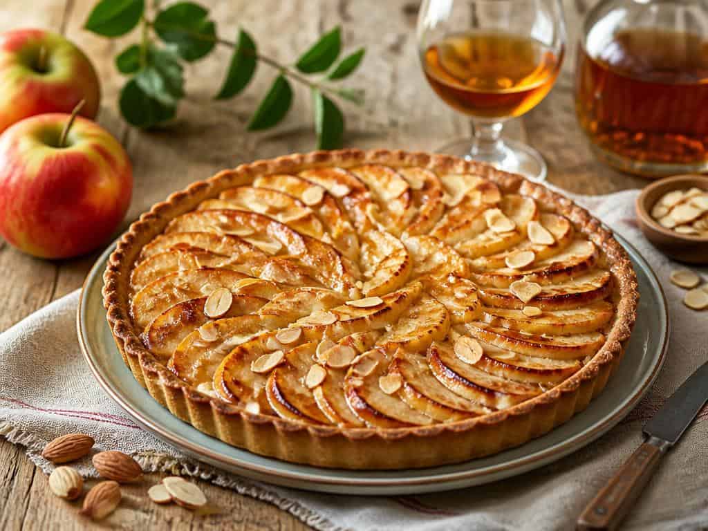 tarte aux pommes et amandes parfume au calvados
