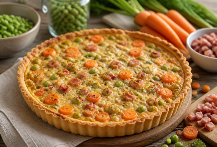 tarte petits pois carottes et lardons