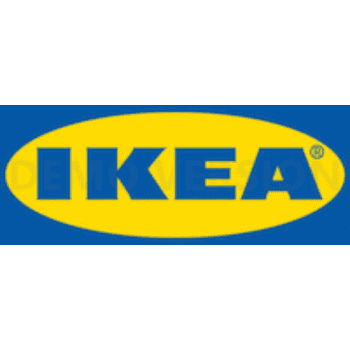 IKEA logo med blå baggrund og gult navn for genkendelse.