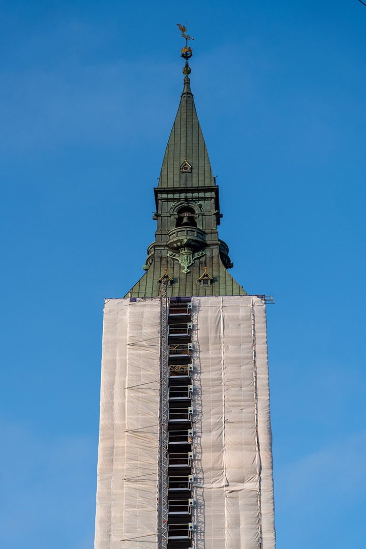 Stilladsopsætning ved rådhuspladsen