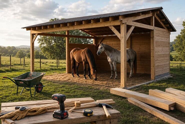 abris chevaux fait maison