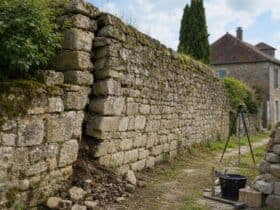 consolider un mur en pierre qui penche