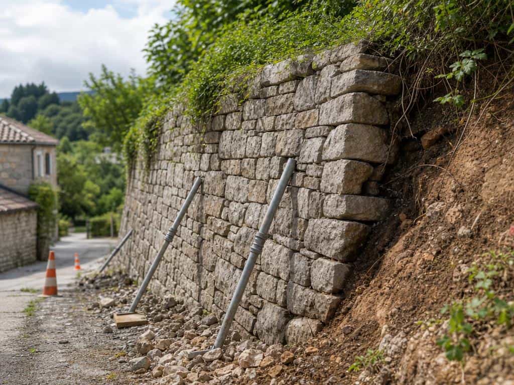 consolider un mur en pierre qui penche