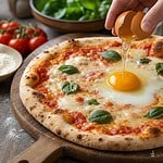 oeuf sur une pizza