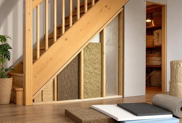 isoler sous un escalier en bois