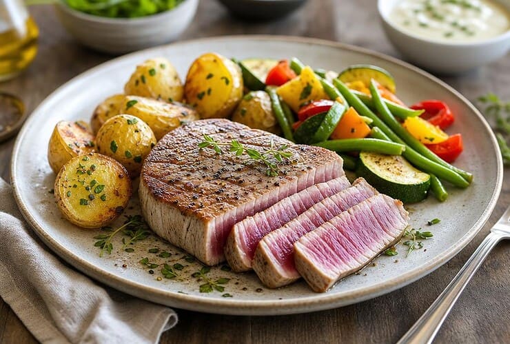 accompagnement steak de thon