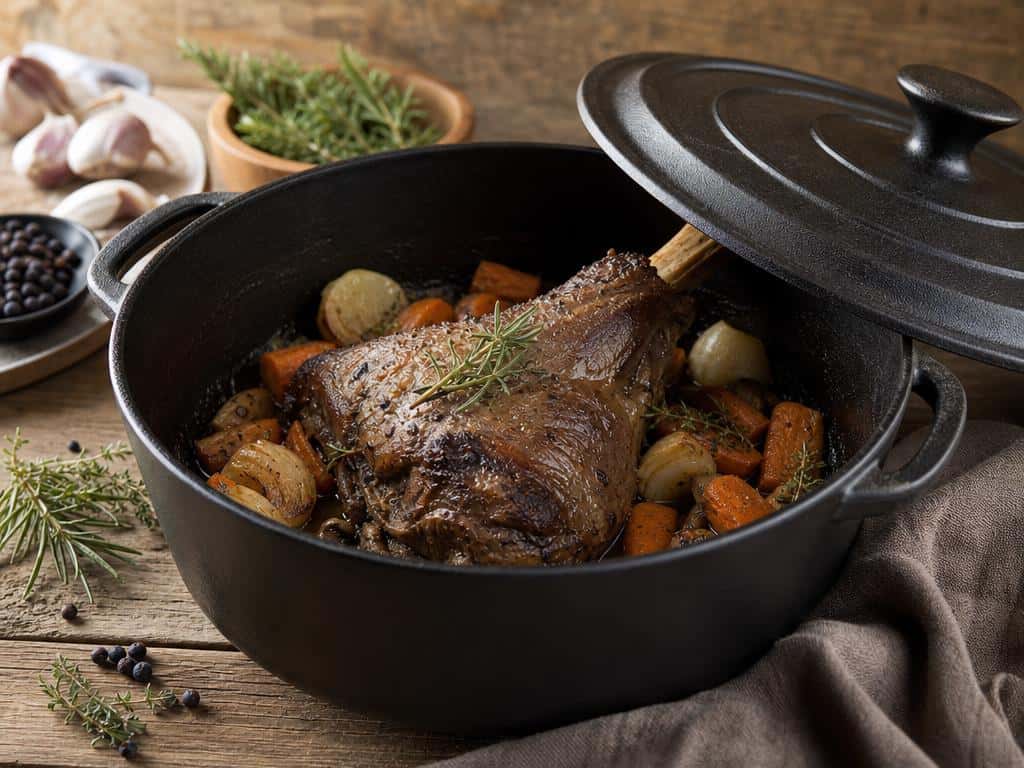 cuissot de chevreuil en cocotte en fonte