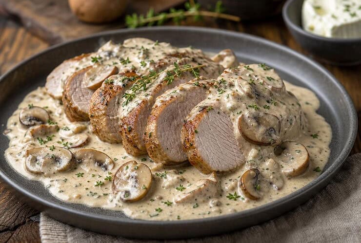 filet mignon au boursin et champignons