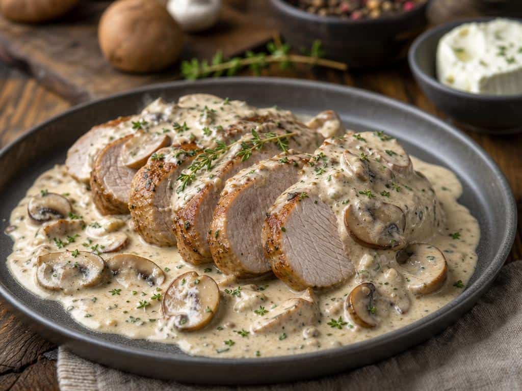filet mignon au boursin et champignons