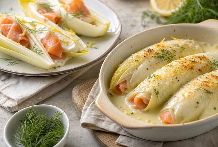 endives au saumon fumé et crème légère citronnée