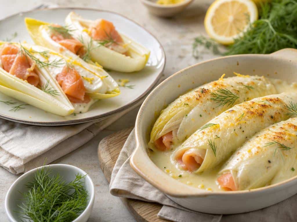 endives au saumon fumé et crème légère citronnée