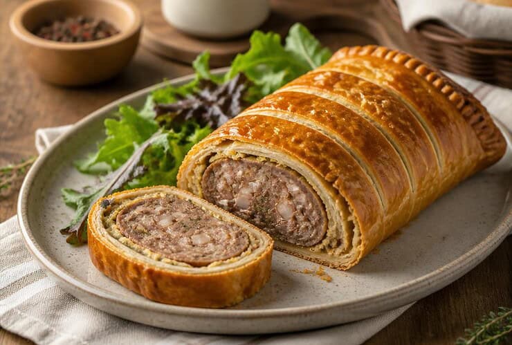 andouillette en robe de moutarde feuilletee