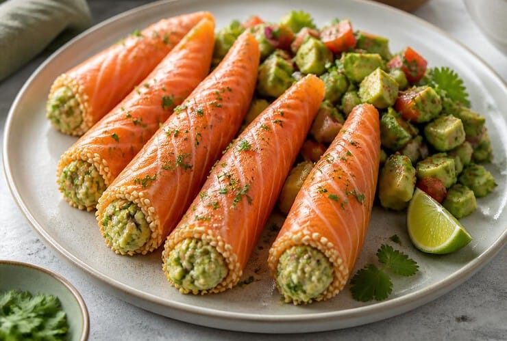 doigts de fatima au saumon et salsa avocada