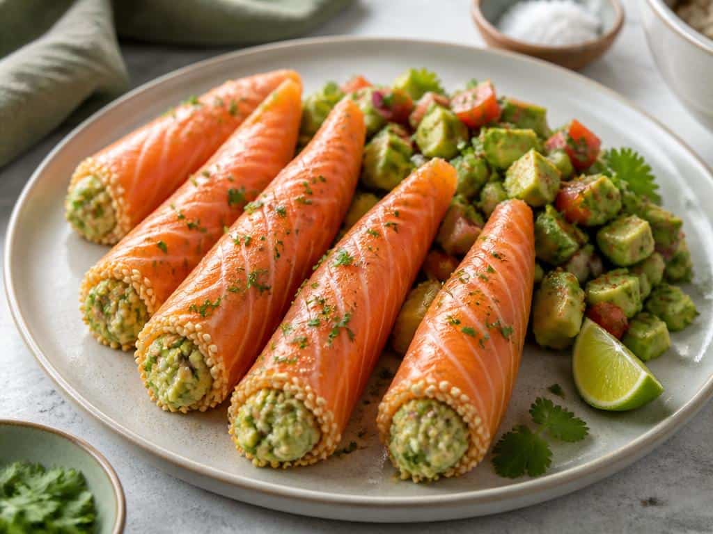 doigts de fatima au saumon et salsa avocada