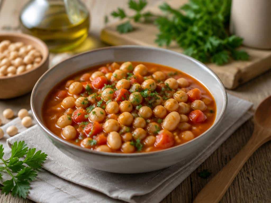 guiso de haricots blancs et pois chiches