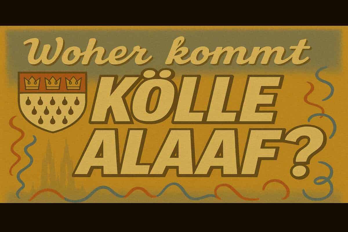 Kölner Wappen mit dem Schriftzug „Woher kommt Kölle Alaaf?"